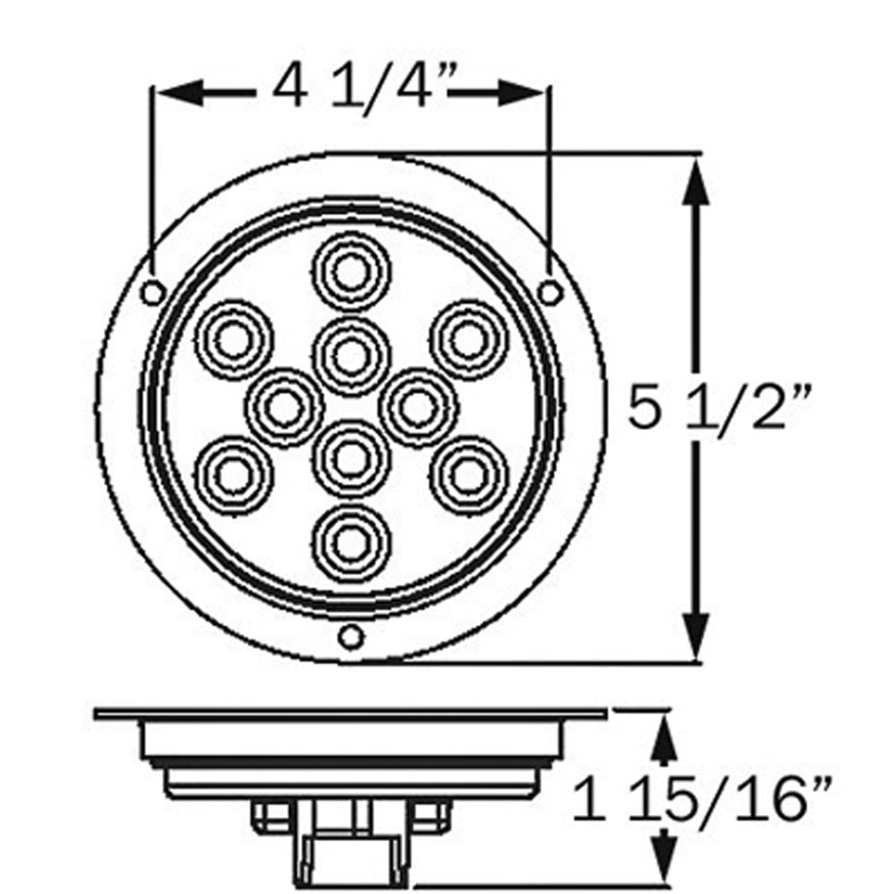 (image for) Trailer Stop/Turn/Tail Light Only LED 4" Round 10 Diode Standard Red Dexter/Redneck #STL-42RB