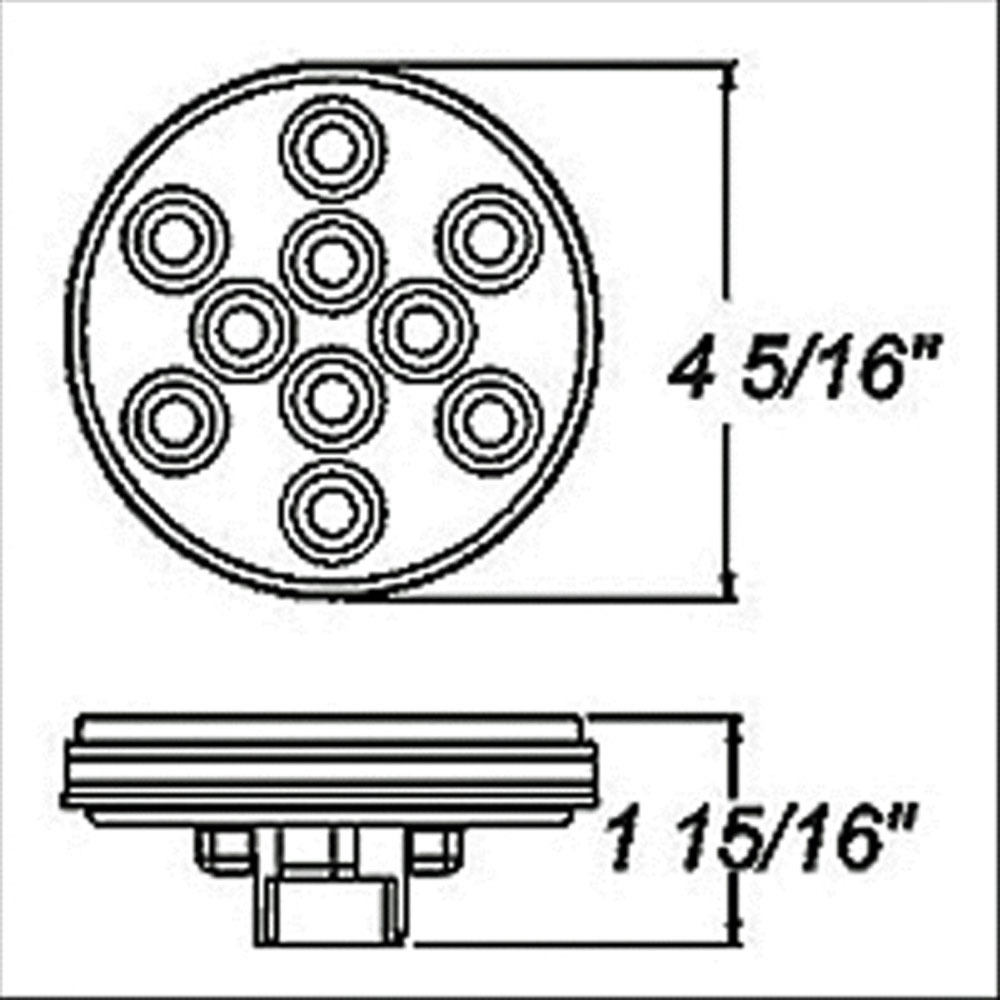 (image for) Trailer Stop/Turn/Tail Light LED 4'' Round Red Standard Dexter/Redneck #STL-43RB