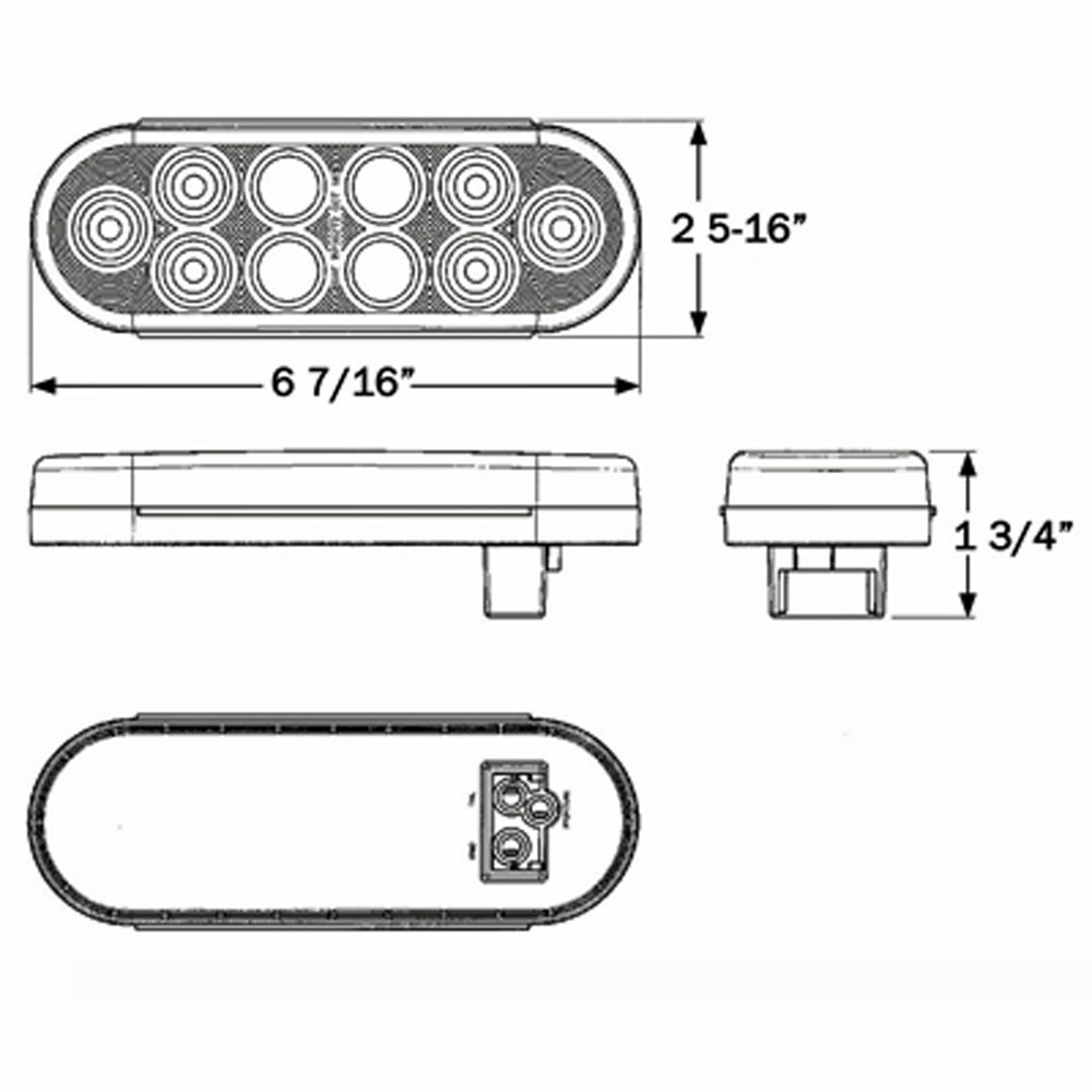 (image for) Trailer Park/Turn Light Kit LED 6'' 10 Bulb Oval Amber Standard Dexter/Redneck #STL-72ABK