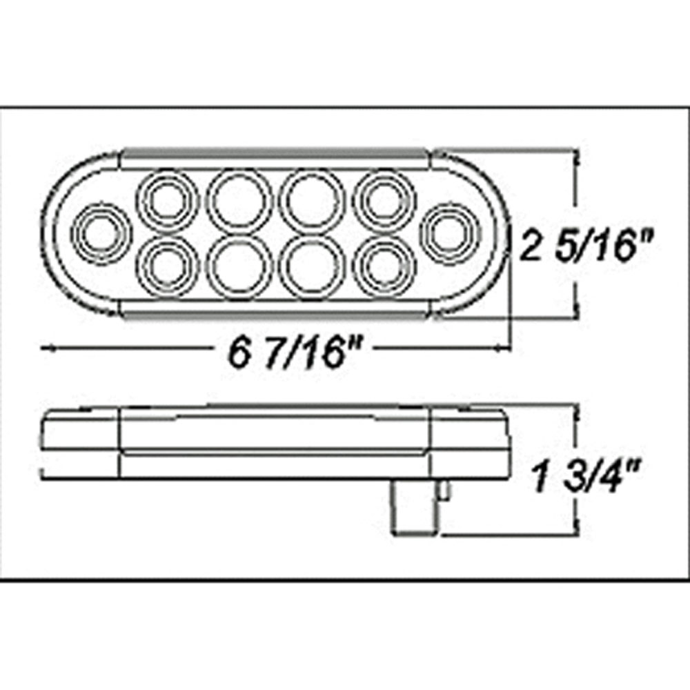(image for) Trailer Stop/Turn/Tail Light LED 6'' Oval Red Standard Dexter/Redneck #STL-72RB