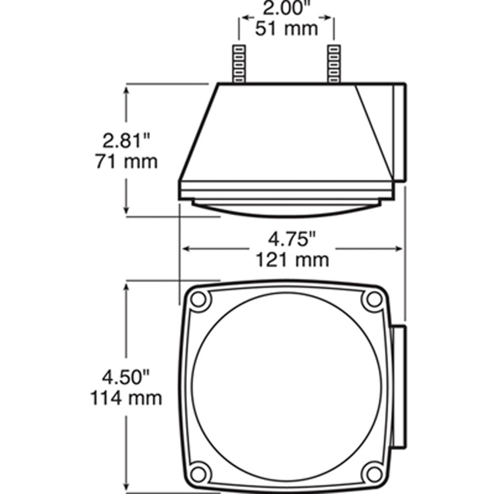 (image for) Trailer Stop/Turn/Tail Light Only LED 4.75" Square 11 Diode Red Standard Right Hand Dexter/Redneck #STL-8RB