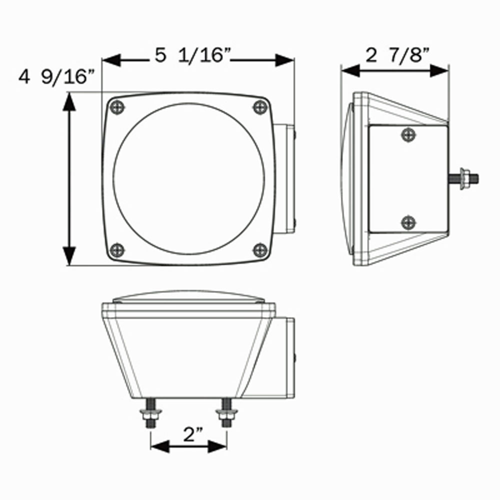 (image for) Trailer Stop/Turn/Tail Light LED 1 Diode Square Right Hand Red Dexter/Redneck #STL008RB