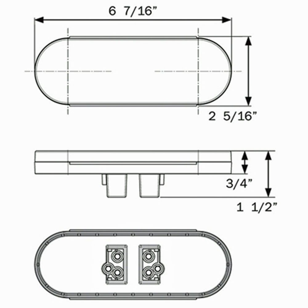 (image for) Trailer Stop/Turn/Tail/Bkup Light Only LED 6'' Oval 16 Bulb Red Fusion Dexter/Redneck #STL211RB