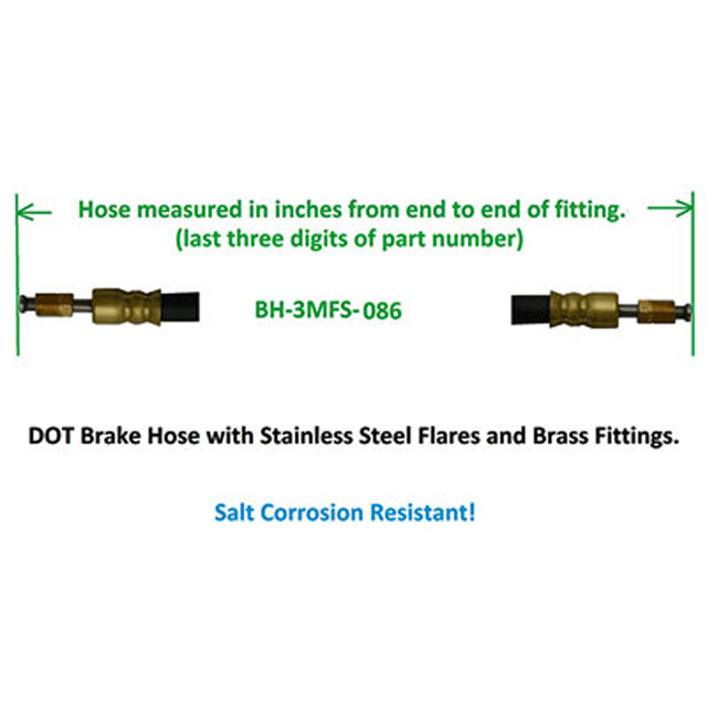 (image for) Trailer DOT Brake Hose 86" Dexter/Redneck #034-BH-3MFS-086