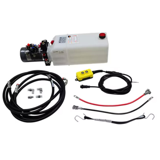(image for) Trailer Powerhoist 12V KTI Hydraulic Double Acting Pump 8 QT 2 Button Manual Override Dexter/Redneck #DC-45400